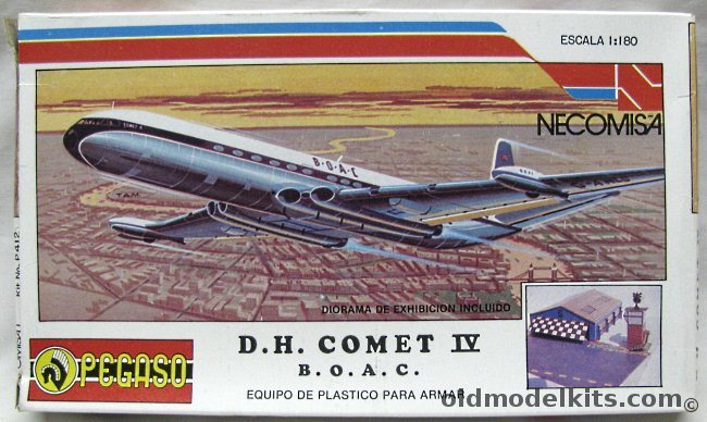 Pegaso 1/180 DH Comet IV BOAC - With Cardstock Airport Diorama, P412 plastic model kit